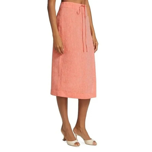 Matthew Burch Drawstring Midi Skirt in Red 1 Womens Linen - Picture 3 of 16